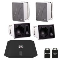 Kicker KB6000 White Outdoor Speakers (2 Pairs) with Dub 480 Watt Amplifier