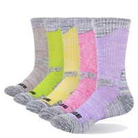 YUEDGE Women's Cushion Crew Casual Sports Athletic Hiking Socks Year Round (XL, 5 Pairs/Pack)