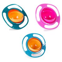Magic Bowl 360 Degree Rotation Spill Resistant Gyro Bowl with Lid For Toddler Baby Kids Children, Set Of 3, Orange+Blue+Green