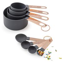 COOK With COLOR 8-Piece Nylon Measuring Cups and Measuring Spoon Set With Rose Gold Copper Handles (Grey)