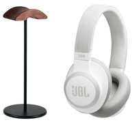 JBL Live 650 BT Over-Ear Noise Cancelling Wireless Bluetooth Headphone Bundle with divvi! Black/Walnut Headphone Stand - White
