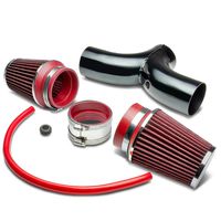Black Piping + Red Filter Cold Air Intake System for Jeep Grand Cherokee 03-04 / Dodge Durango Dakota 02-09