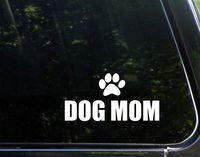 SoCool - Dog Mom decal - Vinyl - 8" wide (color: WHITE) decal laptop tablet skateboard car windows sticke