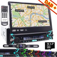 Universal Single 1 Din in-Dash Car DVD CD Player 7 inch Retractable Touch Screen Car Monitor Player GPS Navigation Car Radio Bluetooth FM/AM USB/SD AUX Wireless Remote Control Included