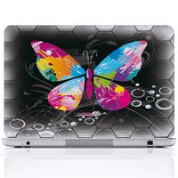 Meffort Inc 17 17.3 Inch Laptop Notebook Skin Sticker Cover Art Decal (Included 2 Wrist pad) - Big Colorful Butterfly