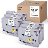 myCartridge TZe-231 Laminated Label Tape 12mm 0.47inch Compatible Brother P-Touch TZ231 TZe231 TZe-231 TZ Black on White,6 Pack for Brother Ptouch Label Maker PT-D210 PT-H110 PT-D600 PT-1230PC Printer