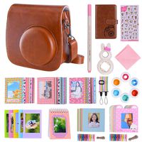 Bsuuy Instax Mini 9 Camera Accessories Bundles Compatible with FujiFilm Instax Mini 9 Mini 8 Mini 8+ Camera with Mini 9 Case, Six Color Filters,Rainbow Shoulder Strap etc.（Classic Brown 14Items）