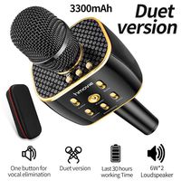 hmovie 【2019 Upgraded】Bluetooth Wireless Karaoke Microphone, 3300mAh Portable handheld Rechargeable Karaoke Machine Dual Speakers with Stereo Sound Party Home Birthday Gift for all iPhone/Android/PC