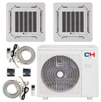 COOPER AND HUNTER Dual 2 Zone 12000 24000 Ductless Mini Split Ceiling Cassette Air Conditioner Heat Pump Energy Star Multi Sophia Series
