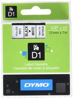  DYMO Standard D1 45013 Labeling Tape ( Black Print on White Tape , 1/2'' W x 23' L , 1 Cartridge) 