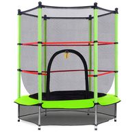 Giantex 55" Round Kids Mini Jumping Trampoline W/Safety Pad Enclosure Combo (Green)