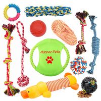 Aipper Dog Puppy Toys 12 Pack, Puppy Chew Toys for Playtime and Teeth Cleaning, IQ Treat Ball Squeak Toys and Dog Flying Disc Included, Puppy Teething Toys for Medium to Small Dogs, (Assorted Colors)