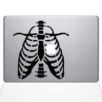 The Decal Guru Ribcage Apple Heart MacBook Decal Vinyl Sticker - 13" MacBook Air - Black (0223-MAC-13A-BLA)