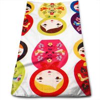 AZOULA Russian Matryoshka Nesting Dolls Bright Face Hand Towels Microfiber Sport Towels for Sports, Hair Care, Cosmetology, Cleaning, Furniture Makeup Removing Cloths Fast Drying 27.5 X 12 Inch.