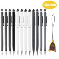 Stylus Pen,JUGSY 12pcs Universal 2 in 1 Capacitive Stylus Ballpoint Pen for iPad,iPhone,Samsung,HTC,Kindle,Tablet,All Capacitive Touch Screen Device(4Black,4 Gray,4White)