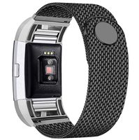 Bopha Replacement Bands Compatible for Fitbit Charge 2 Stainless Steel Metal Bracelet with Unique Magnet Clasp (Small, Black)