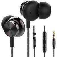 Betron BS10 Earphones Headphones, Powerful Bass Driven Sound, 12mm Large Drivers, Ergonomic Design with Remote Control and Microphone for iPhone, iPad, iPod, Samsung (Black)