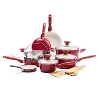 GreenPan CC002330-001 Rio Ceramic Cookware Set, 16pc, Red