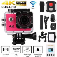 FreshZone 170°A+ HD Wide-angle Lens Sport Camera, Waterproof 4K Wifi 1080P Sports Action Remote Control Camera DVR Cam Camcorder 2.0" LCD Screen (Hot Pink)