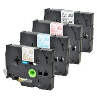 SuperInk 4 Pack Compatible for Brother TZe-M31 TZe-M32 TZe-M33 TZe-M34 Black/Red/Blue/Gold on Matte Clear Label Tape Laminated 1/2'' x 26.2ft (12mmx8m) use in P-Touch PT-D210 PT-D600 PT-D400 Printer