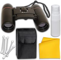 Binoculars Kit: Compact Folding 8x21 Binoculars w/Neck Strap + Travel Case + Lens Care Spray, Cloth, Swabs - Bird Watching, Concerts, Stargazing, Hunting, Birding - Pocket Gift for Kids and Adults