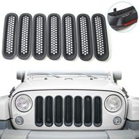 RT-TCZ Upgrade Version Clip-on Grille Front Mesh Grille Inserts for Jeep Wrangler 2007-2015 (Matte Black)