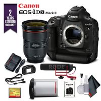 Canon EOS-1DX Mark II DSLR Camera W/Canon EF 24-70mm f/2.8L II USM Lens & Mic with 2 Year Extended Warranty (International Model) - Advanced Bundle