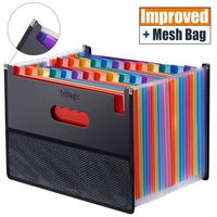 Expanding Accordion File Folder 24 Pockets, Trimagic Filing Box with Unique Mesh Bag Design, Alphabetical Expandable File Organizer for Document Paperwork Tax Bill or Receipt
