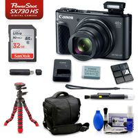 Canon PowerShot SX730 HS Digital Camera (Black) - 40x Optical Zoom, Tilt LCD, WiFi, NFC, Bluetooth + 32GB SDHC + Flexible Tripod + Camera Bag + Card Reader + Cleaning Kit & More - Essentials Bundle