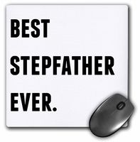3dRose Best Stepfather Ever, Black Letters on A White Background Mouse Pad, 8" x 8" (mp_213359_1)