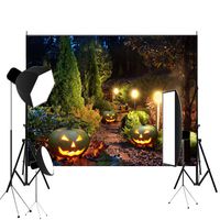 Lelinta 7X5ft Halloween Theme Backdrop Photography Background Halloween Pumpkin Lamps Horror Night Graveyard Photo Booth Props Background Studio Prop