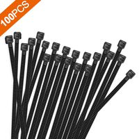 Hmrope 100pcs Cable Zip Ties Heavy Duty 8 Inch, Premium Plastic Wire Ties with 50 Pounds Tensile Strength, Self-Locking Black Nylon Tie Wraps for Indoor and Outdoor