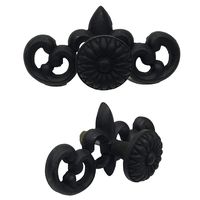 4" Fleur di lis - BB-06 - Pull Handle - For Gate, Garage, Closet, Cabinet, Dresser - In Vintage Black Finish For interior & Exterior Designing - BB-06