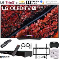 LG OLED77C9PUB 77" C9 4K HDR Smart OLED TV w/AI ThinQ (2019) + Deco Gear Home Theater Surround Sound 31" Soundbar + Deco Mount Flat Wall Mount Kit + 2.4GHz Wireless Keyboard w/Touchpad + More