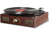 LuguLake Vinyl Record Player, Turntable with Stereo 3-Speed, Record Player, and RCA Output, Vintage Phonograph with Retro Wooden Finish