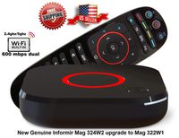 MAG 324 W2 IPTV with IPTV Service Subscription (Better Than Box MAG 322 W1 iptv Box) Cable Receiver Live Channels, Free Ethernet Cable Included