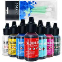 Alcohol Ink Set 7 Bottle Collection of Ranger Tim Holtz Alcohol Inks for Paper, Resin Epoxy Tinting, Petri Dish Making, 15ml/0.5-Ounce Alcohol Based Ink Each, Vibrant Colors and Metallic Mixitives