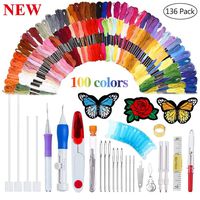 New Magic Embroidery Pen Punch Needle Embroidery Patterns Punch Needle Kit Craft Tool Embroidery Pen Set, Threads for Sewing Knitting DIY Threaders