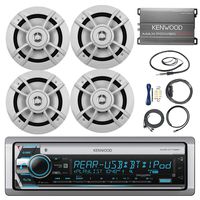 21' - 29' Bay Boat Marine System Includes: Kenwood KMR-D772BT Bluetooth Receiver, 4 x 6.5 Speakers, 4 Channel Amplifer, Amp Installation Kit, Radio Antenna