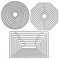 3 Different Shapes of Cutting Dies Stencil Metal Template Molds (Rectangle, Circle & Octagon), DaKuan 24 Pieces Embossing Tools for Scrapbook, Album Paper DIY Crafts & Card Making