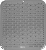 Silicone Dish Drying Mat - 18 x 16 - Extra High Ridges for Faster Drying, Kitchen Dish Mat, Counter top Mat, Dish Draining Mat, Sink Mat, Heat Resistant Trivet (GREY)