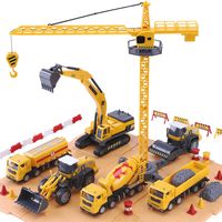 iPlay, iLearn Construction Site Vehicles Toy Set, Kids Engineering Playset, Tractor, Digger, Crane, Dump Trucks, Excavator, Cement, Steamroller for 3, 4, 5 Year Old Toddlers, Boys, Children (Yellow)