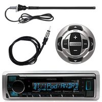 Kenwood Marine Digital Media Bluetooth Receiver, Antenna - 40", Wired Remote, Enrock AM/FM Antenna (Black)