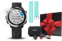 Garmin Forerunner 645 Music Gift Box Bundle | with Extra Band, HD Screen Protector Film, Car/Wall Adapters & Protective Case | Running GPS Watch, Music & Spotify, Garmin Pay (Stainless+ Music, Teal)