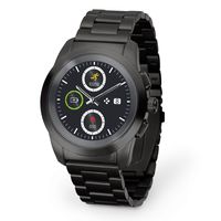 MyKronoz ZeTime Regular Elite Hybrid Smartwatch 44mm with Mechanical Hands Over a Color Touch Screen - Brushed Black/Metal Link