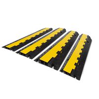 BestEquip 4 Pack Rubber Cable Protector Ramp 2 Channel Heavy Duty 66,000LB Load Capacity Cable Wire Cord Cover Ramp Speed Bump Driveway Hose Cable Ramp Protective Cover