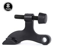 8 Pack Hinge Pin Black Door Stopper,Adjustable Deluxe Heavy Duty Door Stopper 2-1/2"x1-3/4",with Black Rubber Bumper Tips
