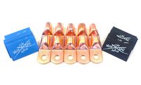 Sky High Car Audio (10) 1/0 Gauge Copper Ring Terminals 3/8" Blue/Black Heat Shrink Tubing LUGS