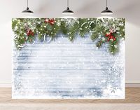 RUINI Winter Snowflake Wood Floor Christmas Pine Tree Backdrop Photography Christmas Photography Backdrop 8x6FT