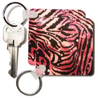 3dRose Glitter Red Zebra - Key Chains, 2.25 x 4.5 inches, set of 2 (kc_29718_1)